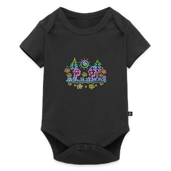 Colorful Forest, Nature, Hiking, Summer, Sun, Flowers - Baby Premium short-sleeve bodysuit - black - Front