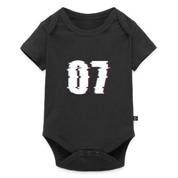 07 Sieben 7 Seven Zahl Effekt Verzerrt Nummer - Baby Premium Kurzarmbody - Schwarz - Vorne