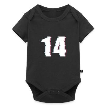 14 Fourteen Fourteen Number Effect Distorted Number - Baby Premium short-sleeve bodysuit - black - Front
