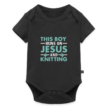 Tricoteuse Ce garçon court sur Jésus et tricot - Body à manches courtes Premium Bébé - noir - Devant