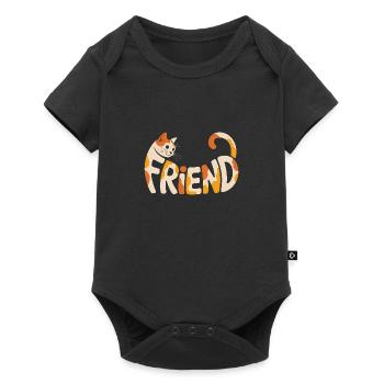 Friend Cat - Logo de chat mignon - Body à manches courtes Premium Bébé - noir - Devant