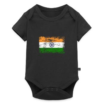 Drapeau inde utilisé look vintage bannière armoiries goa - Body à manches courtes Premium Bébé - noir - Devant
