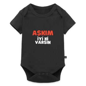 Askim Hediyelik Sevgilim iyi ki varsin - Baby Premium Kurzarmbody - Schwarz - Vorne
