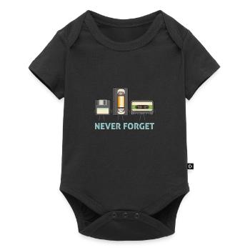 Never Forget Floppy Disk Video Tape Cassette - Baby Premium short-sleeve bodysuit - black - Front