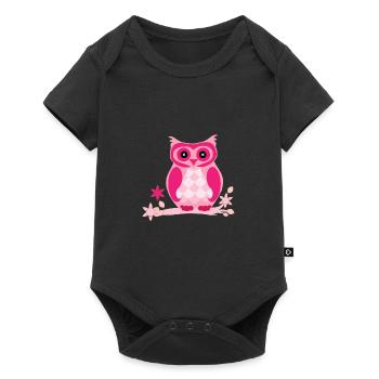 Eule Comic - Baby Premium Kurzarmbody - Schwarz - Vorne