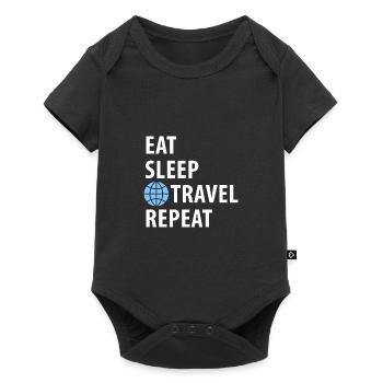 Travel, world tour. Eating, sleeping, traveling - Baby Premium short-sleeve bodysuit - black - Front