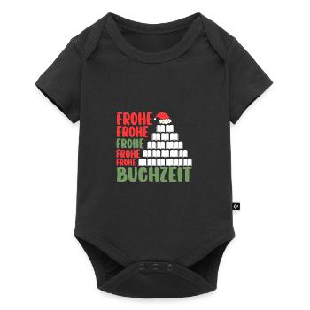 Père Noël Noël Livres de lecture - Body à manches courtes Premium Bébé - noir - Devant