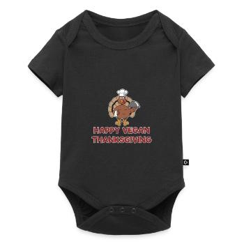 Joyeux cadeau végétarien de Thanksgiving de Turquie - Body à manches courtes Premium Bébé - noir - Devant