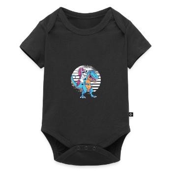 Idée cadeau sympa Licorne et T-Rex Dino - Body à manches courtes Premium Bébé - noir - Devant