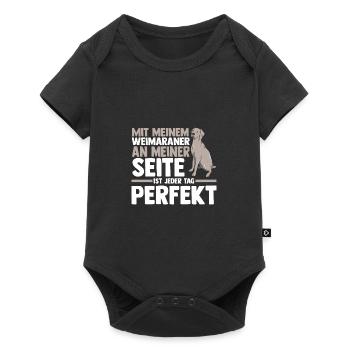 Hund Weimaraner - Baby Premium Kurzarmbody - Schwarz - Vorne