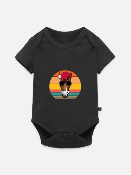 Reiten Pferd - Baby Premium Kurzarmbody - Schwarz