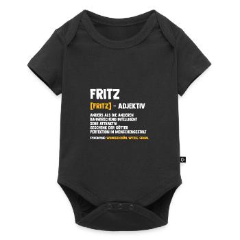 Fritz - Baby Premium Kurzarmbody - Schwarz - Vorne