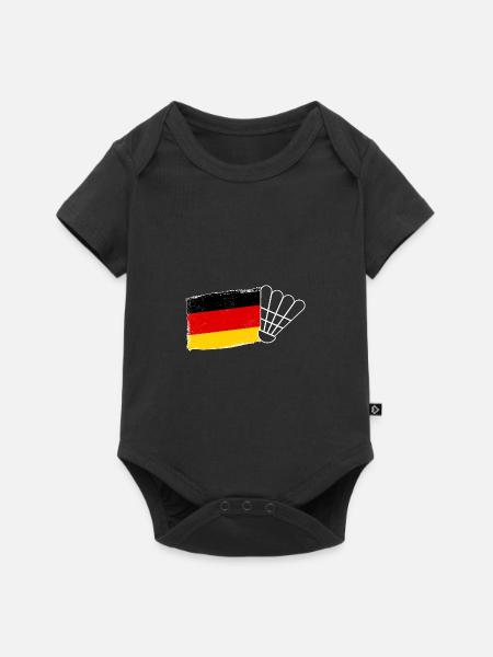 Federball Deutsche Flagge Badminton - Baby Premium Kurzarmbody - Schwarz