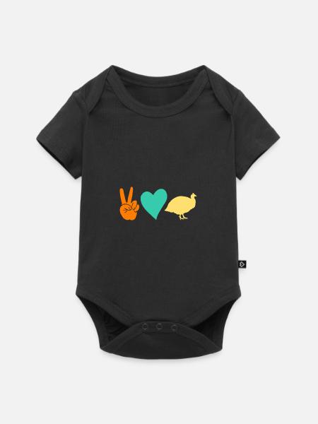 Hühner Hahn Perlhuhn - Baby Premium Kurzarmbody - Schwarz