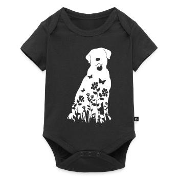 Labrador Blumenmuster Silhouette Hund Lover Geschenk - Baby Premium Kurzarmbody - Schwarz - Vorne