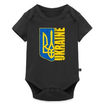 Ukraine Maillot de Football Drapeau Ukraina - Body à manches courtes Premium Bébé - noir - Devant