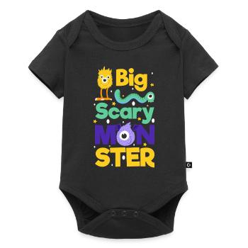 Monster Comic Little Sister Brother - Baby Premium short-sleeve bodysuit - black - Front