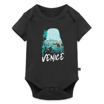 Venise et ses Gondoles: Illustration Élégante - Body à manches courtes Premium Bébé - noir - Devant