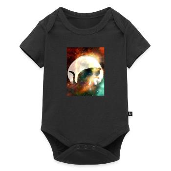 Sterne und Planeten kosmische Weltraumkatze - Baby Premium Kurzarmbody - Schwarz - Vorne