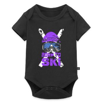 BORN TO SKI Winter Winter Sports Gift Idea - Baby Premium short-sleeve bodysuit - black - Front