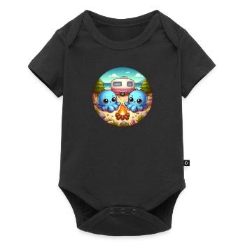 Camping octopus with caravan - Baby Premium short-sleeve bodysuit - black - Front