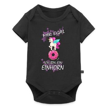 Einhorn : Mir egal ich bin ein Einhorn - Baby Premium Kurzarmbody - Schwarz - Vorne