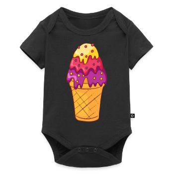 Crème glacée, crème glacée, crème glacée, crème glacée, boule, crème glacée, sundae - Body à manches courtes Premium Bébé - noir - Devant