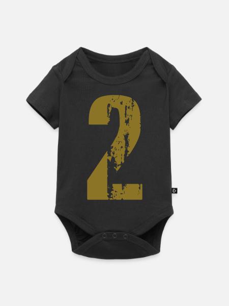 2 - Nummer - Baby Premium Kurzarmbody - Schwarz