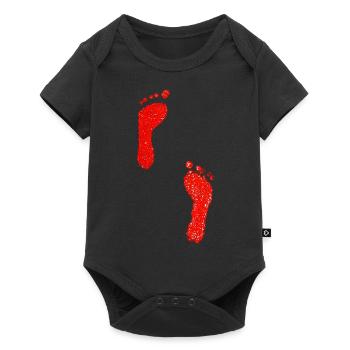 Footprints red feet - Baby Premium short-sleeve bodysuit - black - Front