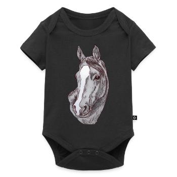 Horse horse motif animal motif animal face animal ladies - Baby Premium short-sleeve bodysuit - black - Front