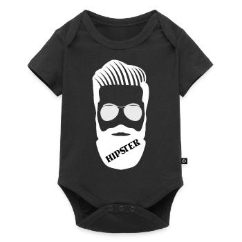 Hipster Illustration mit Bart und Sonnenbrille - Baby Premium Kurzarmbody - Schwarz - Vorne