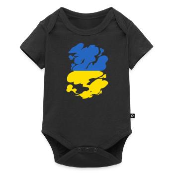 Drapeau de l’Ukraine Vintage Drapeau ukrainien d’occasion Look - Body à manches courtes Premium Bébé - noir - Devant
