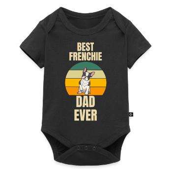 Retro Frenchie Papa Dogs French Bulldog - Baby Premium short-sleeve bodysuit - black - Front