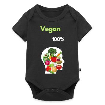 T-Shirt Vegan 100% Cadeau Cadeau Légumes Verts - Body à manches courtes Premium Bébé - noir - Devant