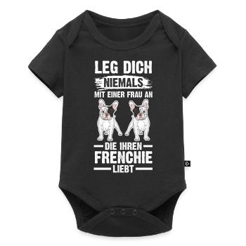 Hund Frenchie - Baby Premium Kurzarmbody - Schwarz - Vorne