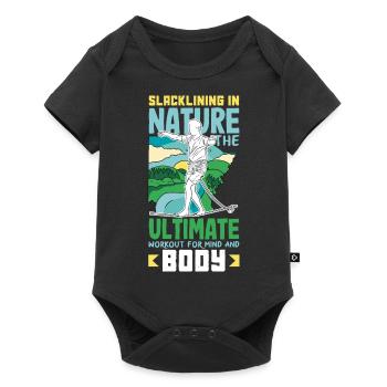 Slacklining in nature the ultimate workout for - Baby Premium short-sleeve bodysuit - black - Front
