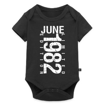 Juni 1982 Juni Geburtstagsgeschenk Juni 1982 - Baby Premium Kurzarmbody - Schwarz - Vorne