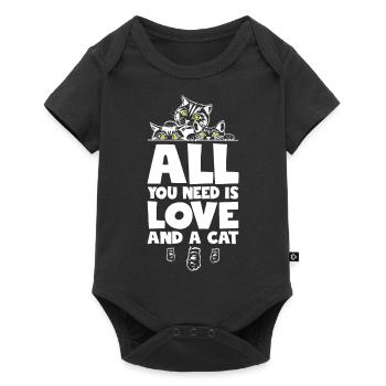 All You Need Is Love And A Cat - Baby Premium Kurzarmbody - Schwarz - Vorne