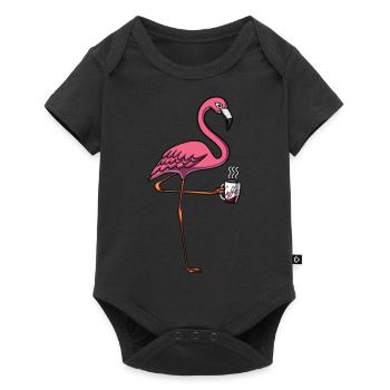 Flamingo Bird Coffee Lover - Baby Premium short-sleeve bodysuit - black - Front