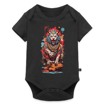 Conception esthétique japonaise Yokai Lion Popart - Body à manches courtes Premium Bébé - noir - Devant