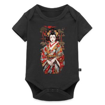 Geisha Art Japon Style Rétro - Body à manches courtes Premium Bébé - noir - Devant