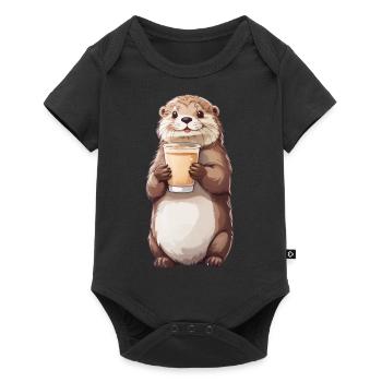Otter Latte Lover Coffee Design - Baby Premium short-sleeve bodysuit - black - Front