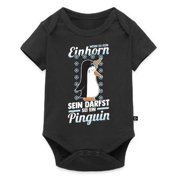 Einhorn Pinguin - Baby Premium Kurzarmbody - Schwarz - Vorne