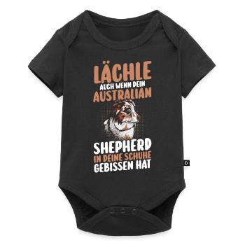 Australian Shepherd Hund Aussie - Baby Premium Kurzarmbody - Schwarz - Vorne