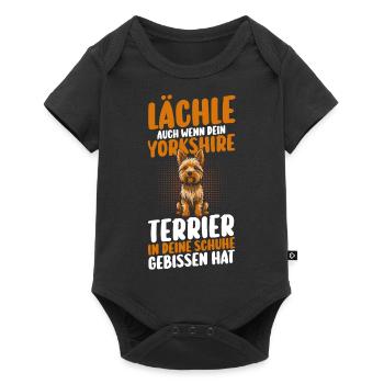 Hund Yorkshire Terrier - Baby Premium Kurzarmbody - Schwarz - Vorne