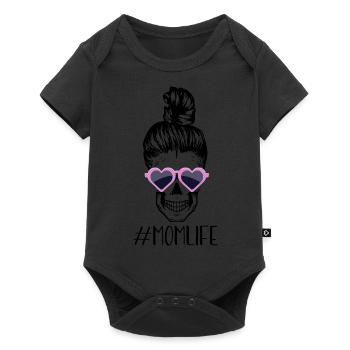 Momlife Mama Mutter Mom Beste Mama Totenkopf - Baby Premium Kurzarmbody - Schwarz - Vorne