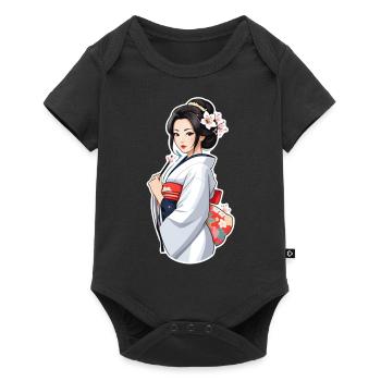 Japanese woman in kimono - Japan - manga - Baby Premium short-sleeve bodysuit - black - Front
