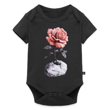 Red Pink Rose Breaks Stone - Baby Premium short-sleeve bodysuit - black - Front