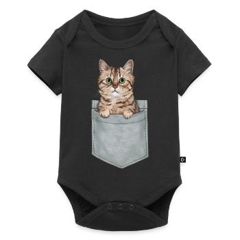 Birma-Katze in der Tasche Geschenk - Baby Premium Kurzarmbody - Schwarz - Vorne