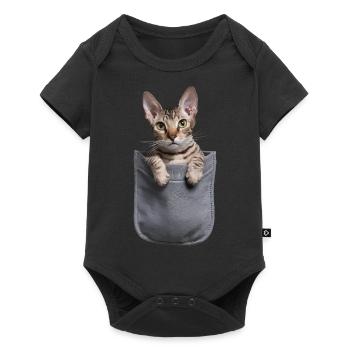 Devon Rex Katze in der Tasche Geschenk - Baby Premium Kurzarmbody - Schwarz - Vorne